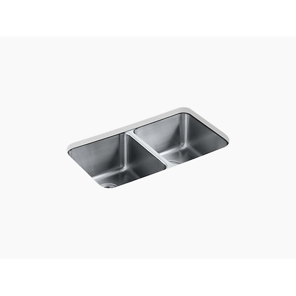 Preserve 31-1/2x18x9-3/4 Undermnt Double-Equal Bowl Kitchen Sink